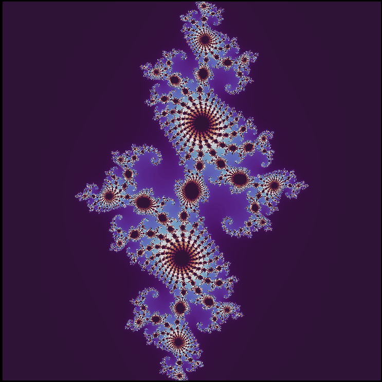 A second Julia set, its spiralling arms repeating into their own centres